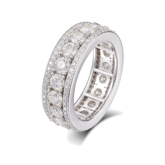 Iced Out Moissanite Wide Band Pave Ring for Men