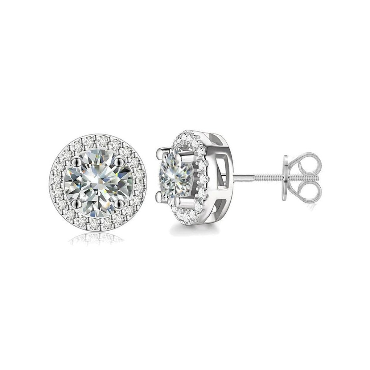 Moissanite Halo Stud Earrings