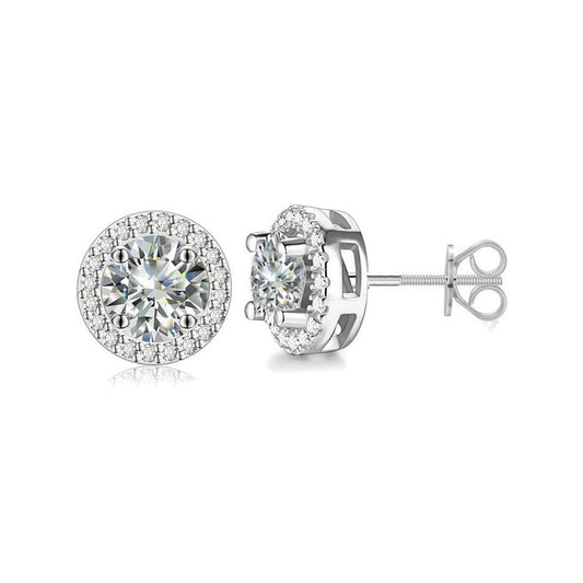 Moissanite Halo Stud Earrings