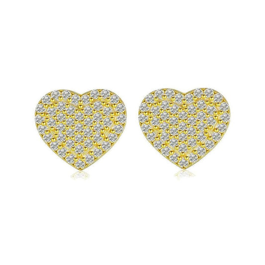 Moissanite Pave Heart Stud Earrings