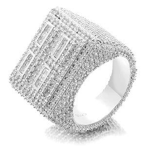 Iced Out Baguette Signet Ring for Men