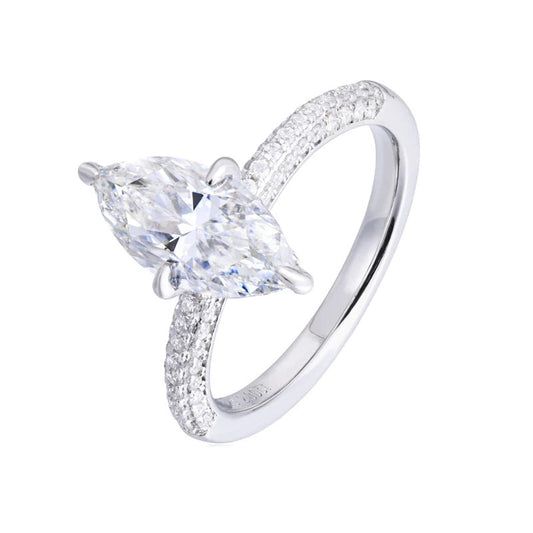 Marquise Cut Moissanite Cross Prong Ring