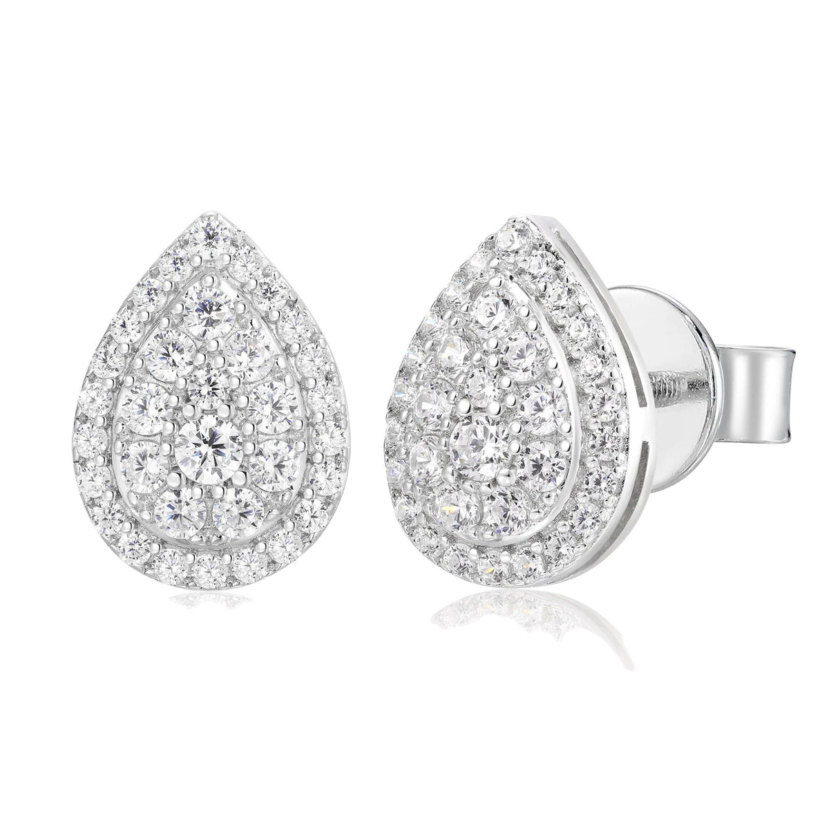Pave Teardrop Stud Earrings