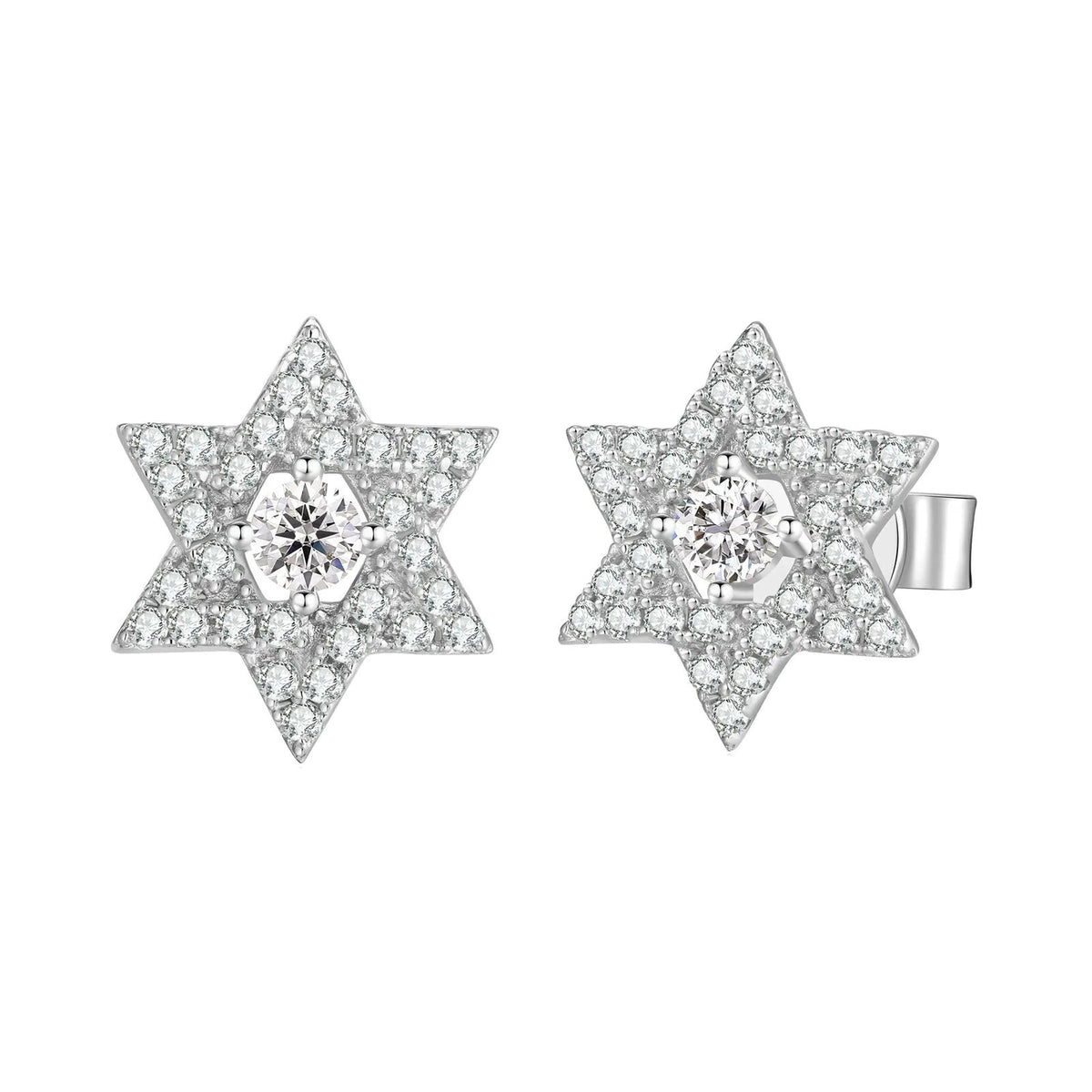 Star of David Micro Pave Stud Earrings, image 2