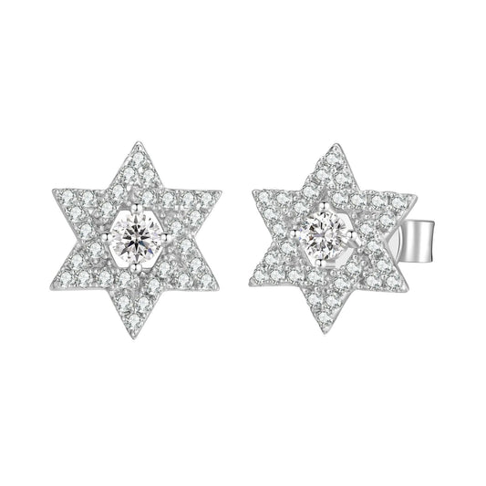 Star of David Micro Pave Stud Earrings, image 2
