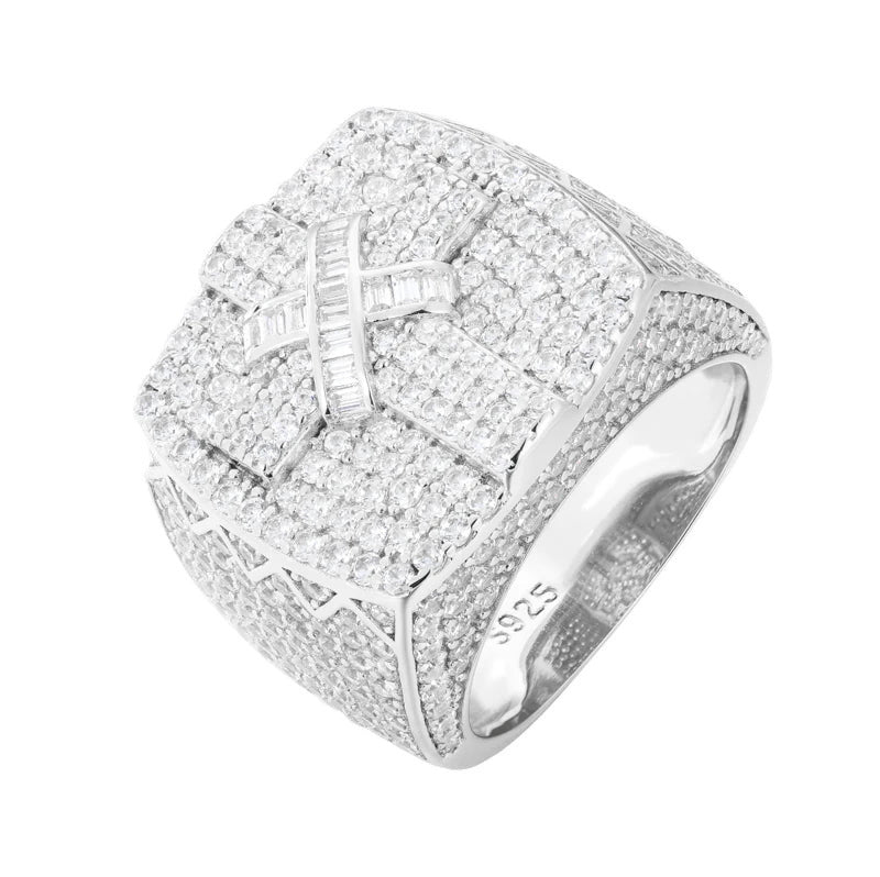 Iced Out Cross Band Ring for Men