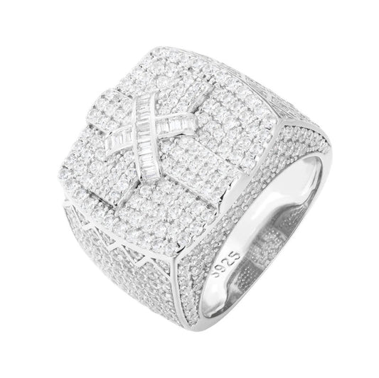 Iced Out Cross Band Ring for Men