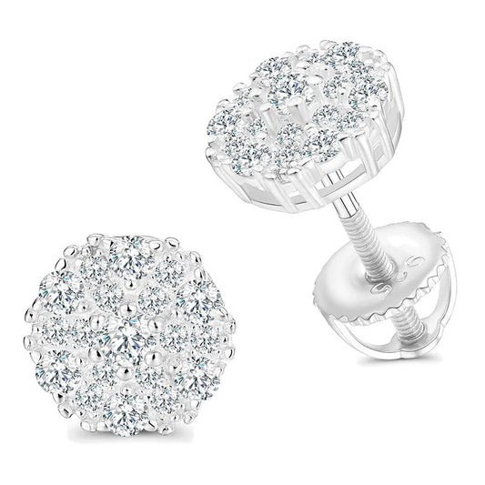 Moissanite Round Cluster Stud Earrings, image 8