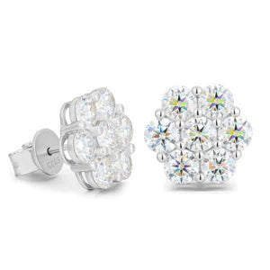 Moissanite Flower Cluster Stud Earrings
