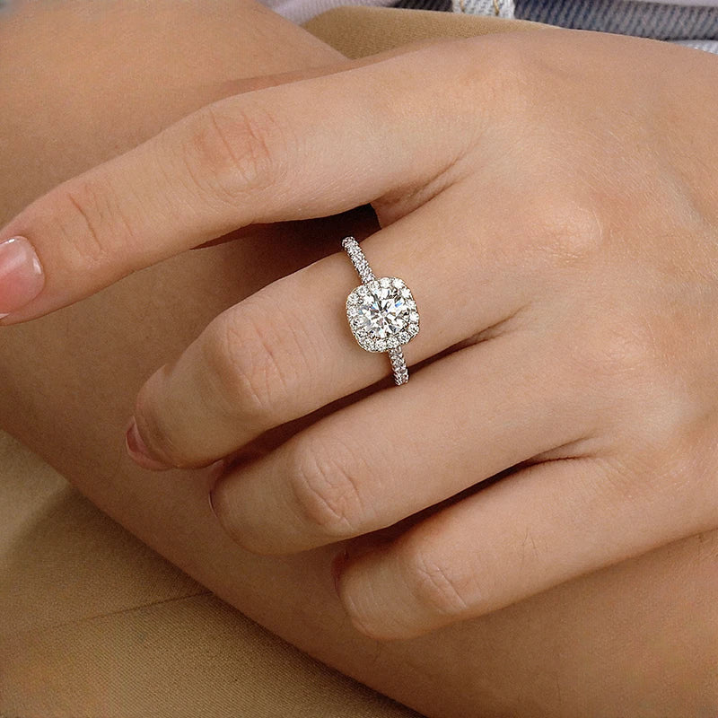 6.5mm 1ct Moissanite Halo Engagement Ring