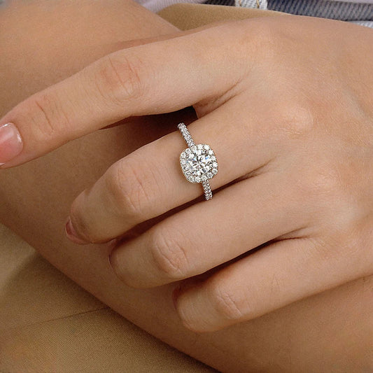 6.5mm 1ct Moissanite Halo Engagement Ring
