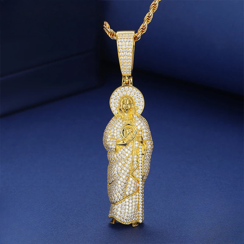Two Tone Saint Jude Pendant Necklace for Men