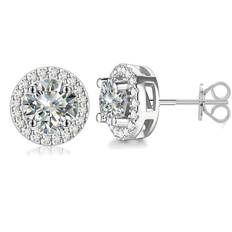 Moissanite Halo Stud Earrings, image 2