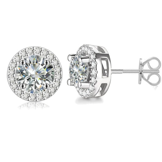 Moissanite Halo Stud Earrings, image 2