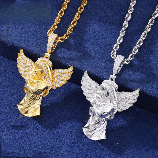 Iced Out Angel Pendant Necklace for Men, image 2
