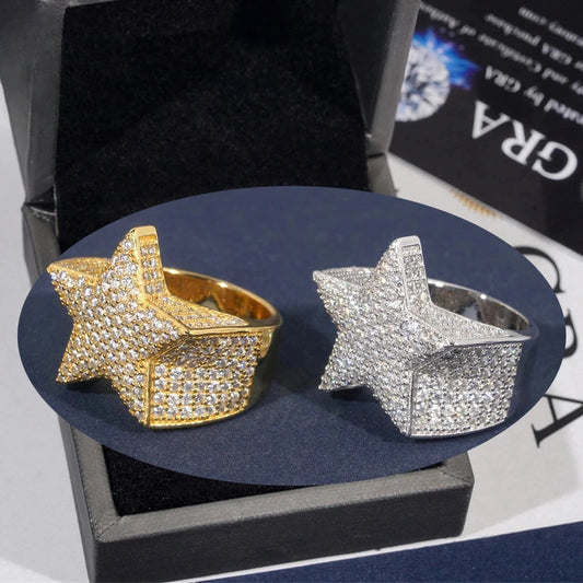 Iced Out Star Ring for Men, image 3