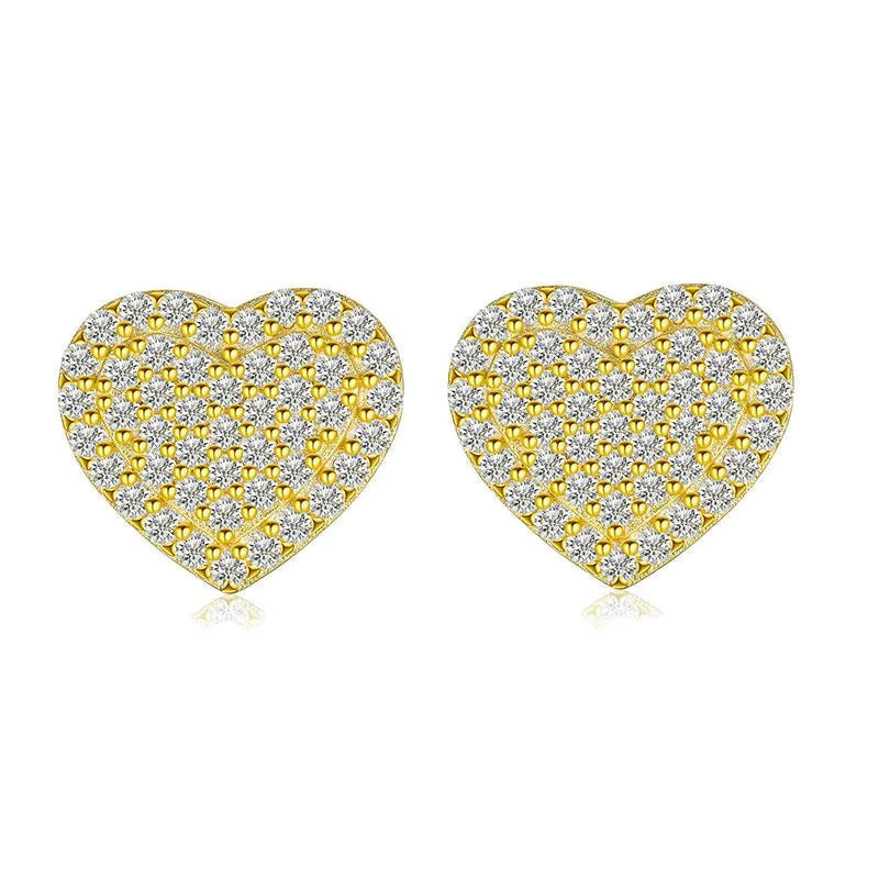Moissanite Pave Heart Stud Earrings, image 2
