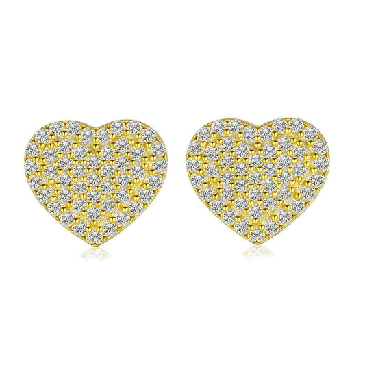 Moissanite Pave Heart Stud Earrings, image 2