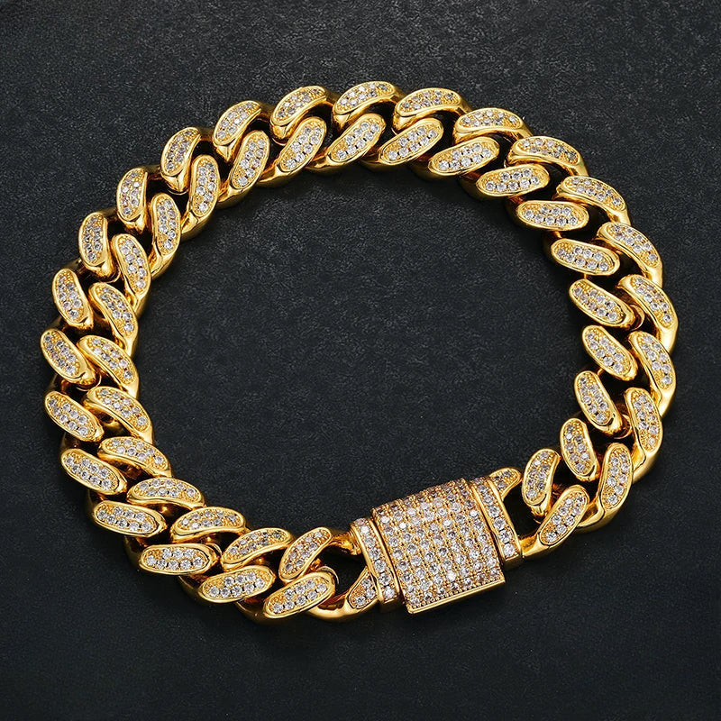 12mm Iced Out Cuban Link Bracelet for Men, image 2