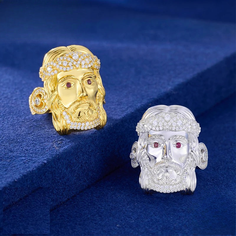 Iced Out Jesus Portrait Ring for Men, image 3