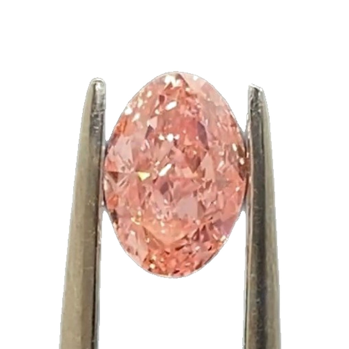 1.09 carat Fancy Vivid Pink oval lab-grown diamond, IGI LG694554898. Supplier photo of this stone.