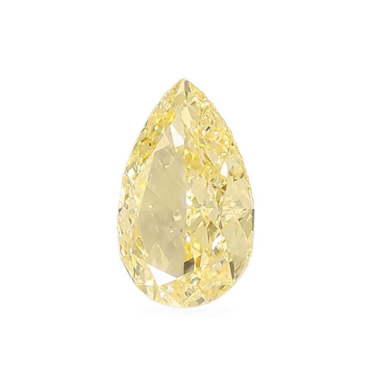 1.06 carat Fancy Intense Yellow pear lab-grown diamond, IGI LG737505659. Studio image refined from the supplier's photo of this stone.