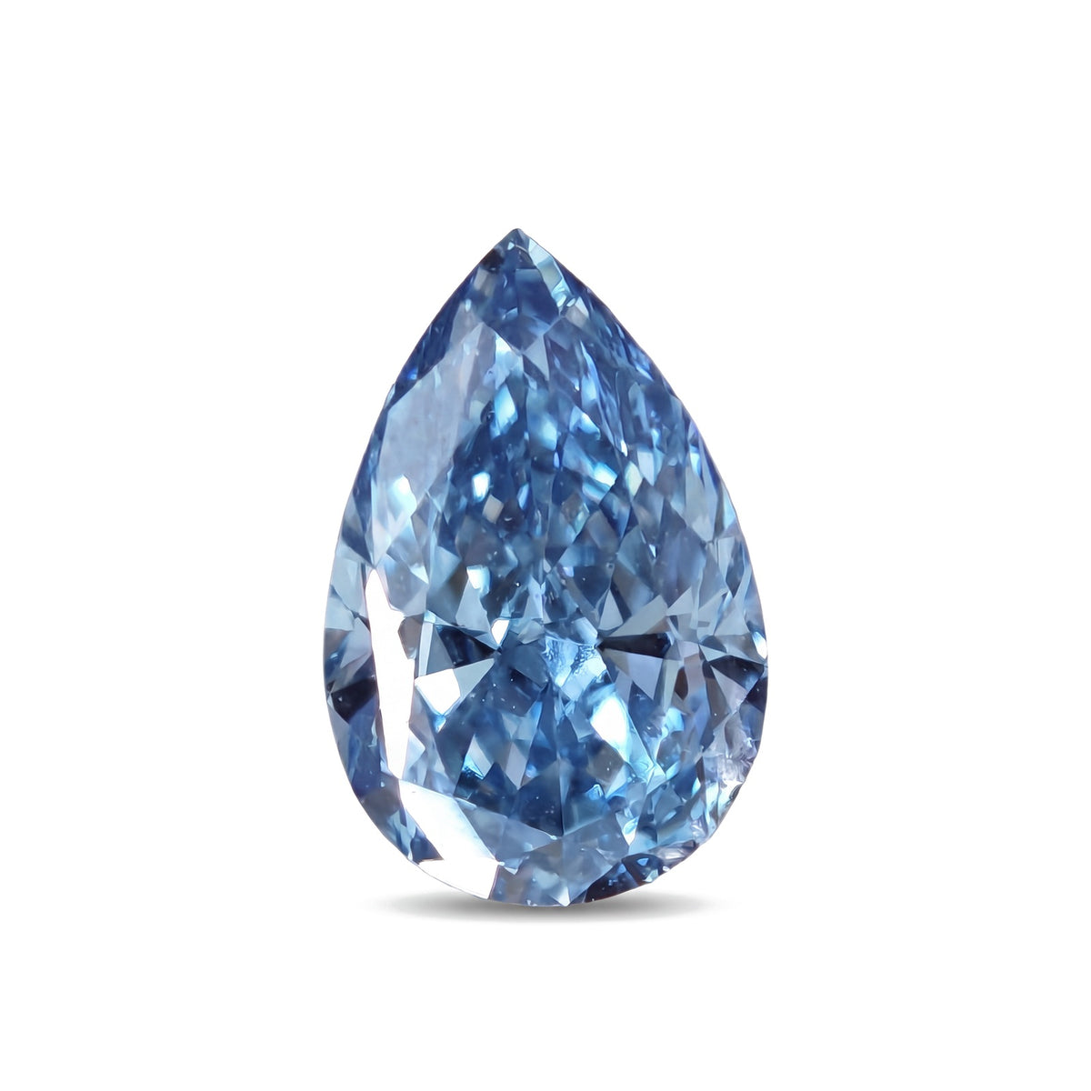1.02 carat Fancy Vivid Blue pear lab-grown diamond, IGI LG739541214. Studio image refined from the supplier's photo of this stone.