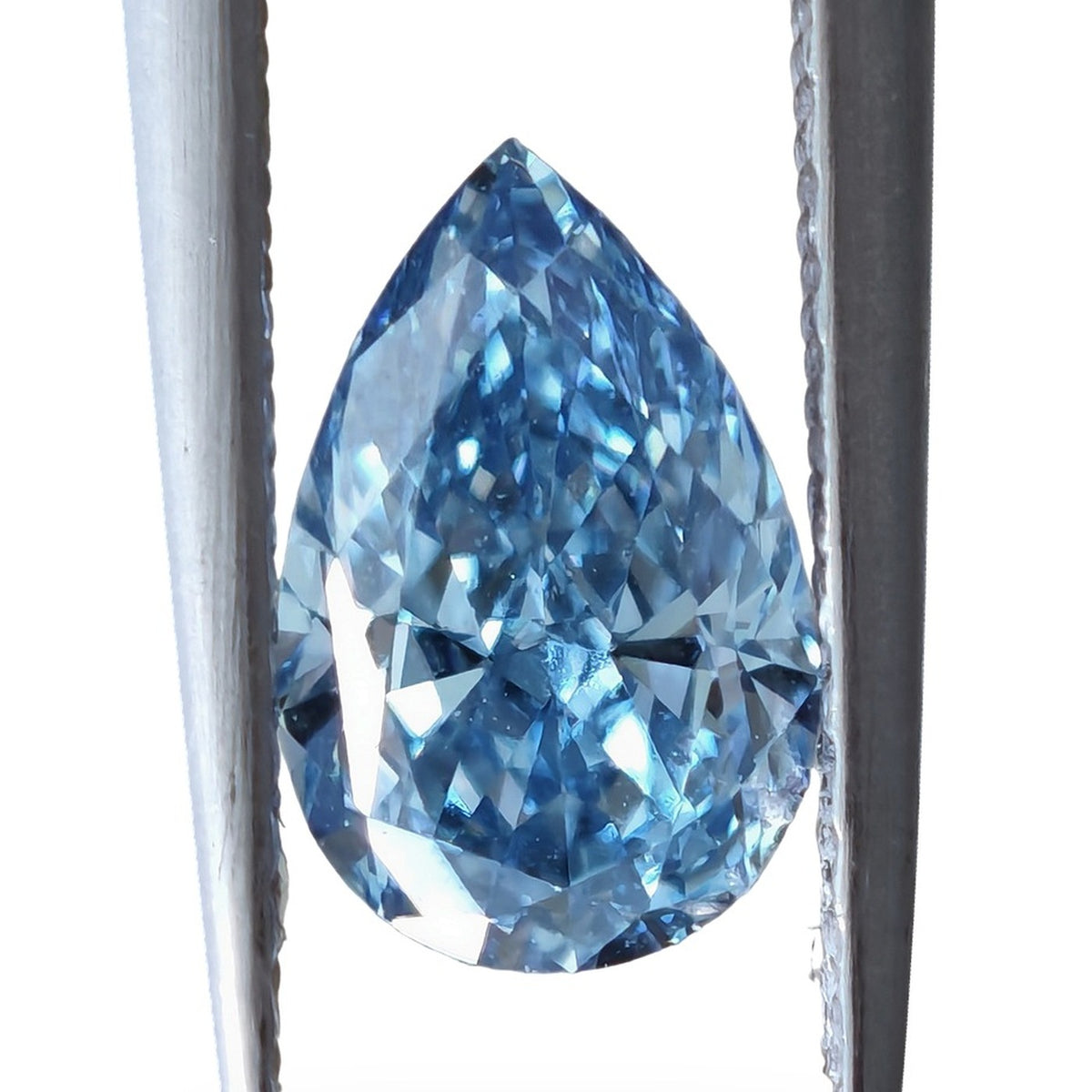 1.02 carat Fancy Vivid Blue pear lab-grown diamond, IGI LG739541214. Supplier photo of this stone.