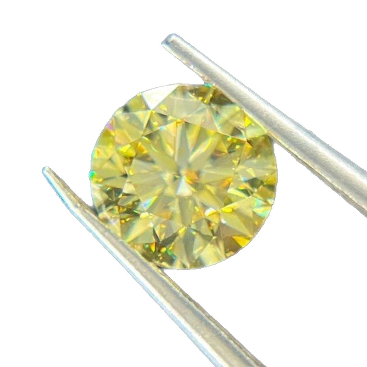 1.08 carat Fancy Intense Yellow round lab-grown diamond, IGI LG754548254. Supplier photo of this stone.