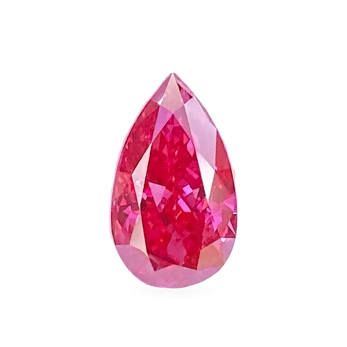 1.32 carat Fancy Red pear lab-grown diamond, IGI LG768645249. Studio image refined from the supplier's photo of this stone.