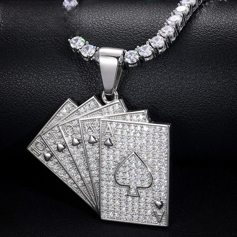 Iced Out Poker Card Pendant for Men, image 2