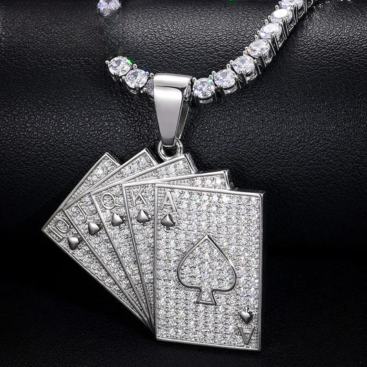 Iced Out Poker Card Pendant for Men, image 2