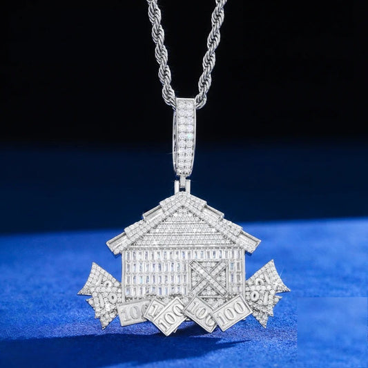 Iced Out House Pendant Necklace for Men, image 2