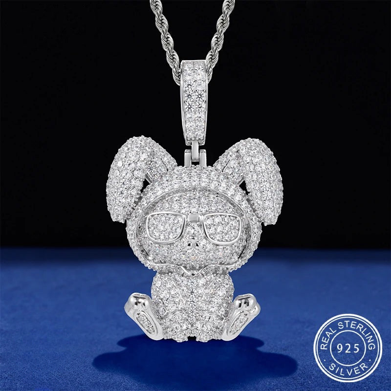 Iced Out Rabbit Pendant Necklace for Men, image 2