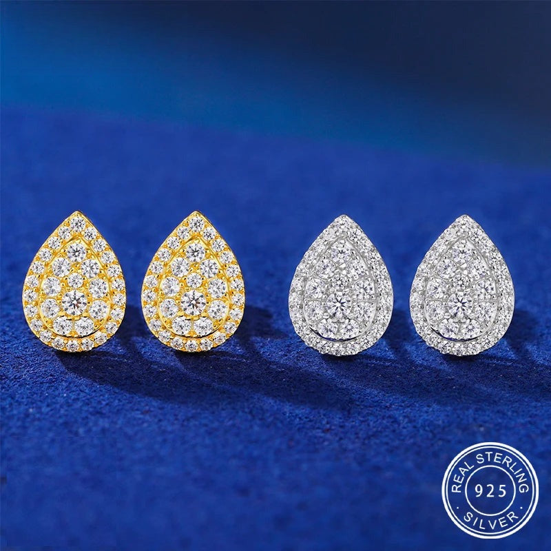 Pave Teardrop Stud Earrings, image 2