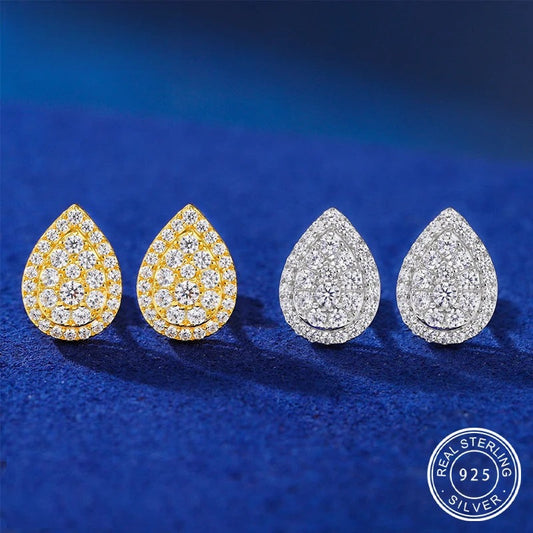 Pave Teardrop Stud Earrings, image 2