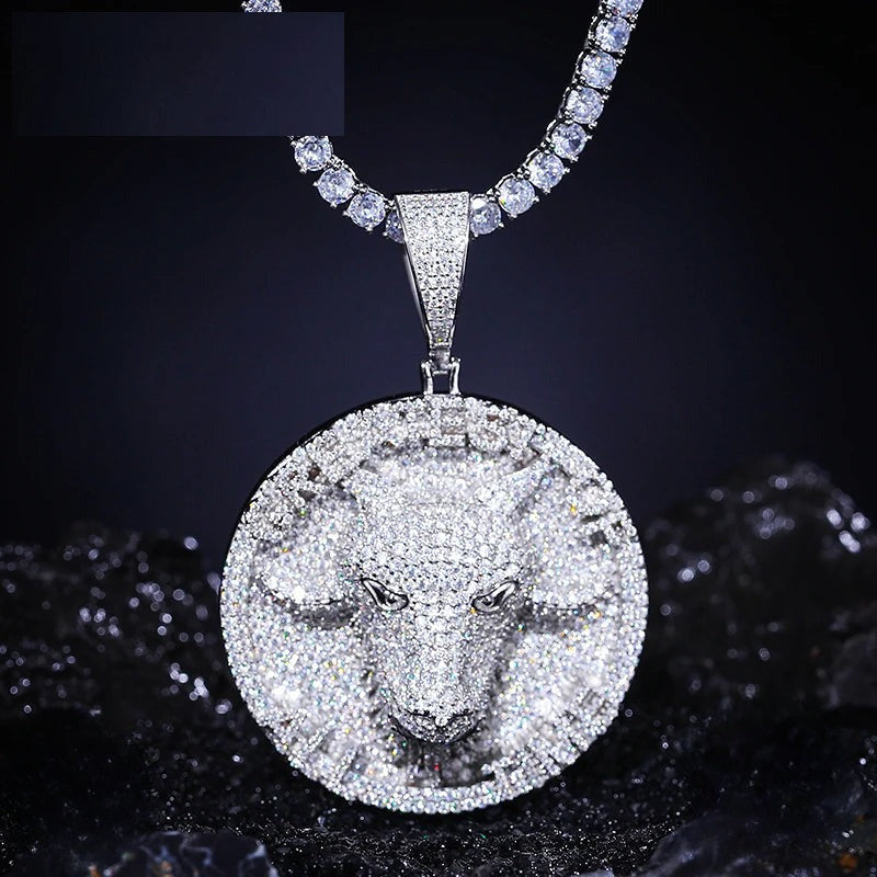 Iced Out Moissanite Goat Head Pendant Necklace for Men, image 2