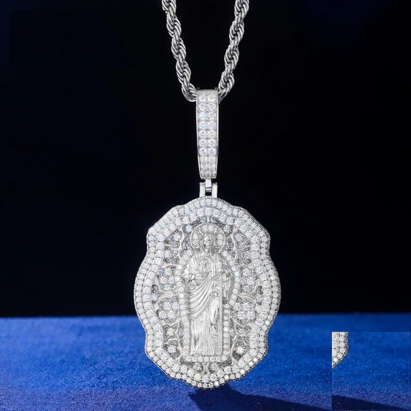 Iced Out Jesus Medallion Pendant Necklace for Men, image 2