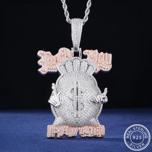 Iced Out Money Bag Pendant Necklace for Men, image 2