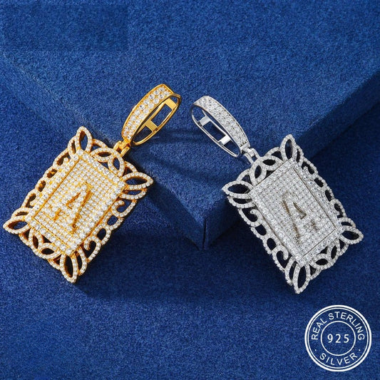 Iced Out Moissanite Letter A Tag Pendant Necklace for Men, image 2
