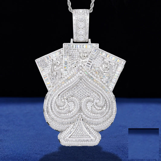 Iced Out Ace of Spades Pendant Necklace for Men, image 2