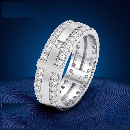 Moissanite Double Row Eternity Band Ring, image 2