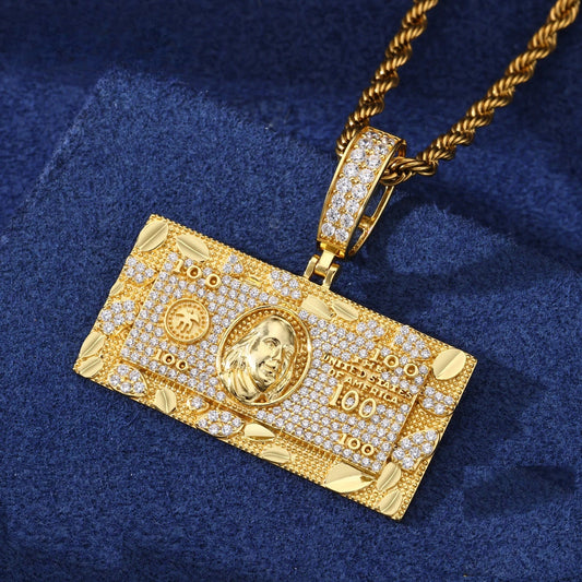 Iced Out Dollar Bill Pendant for Men, image 2