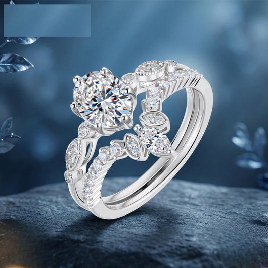 Oval Cut Moissanite Twist Ring Set, image 2
