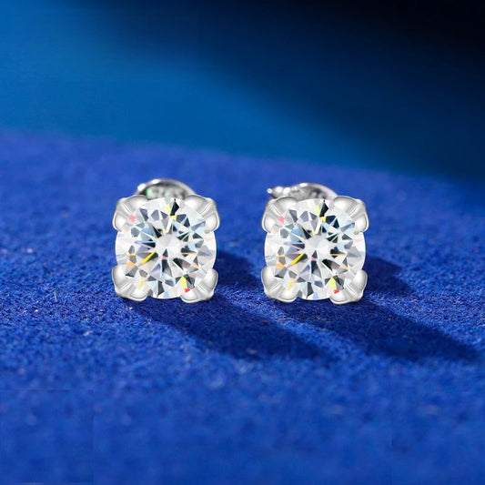 Iced Out Moissanite Iris Prong Stud Earrings for Men, image 3