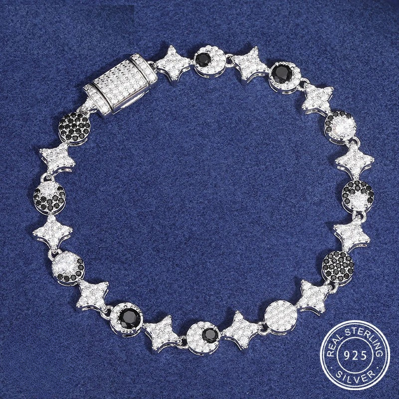 Iced Out Star and Moon Link Bracelet, image 2