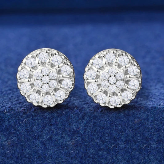 Moissanite Flower Cluster Stud Earrings, image 3