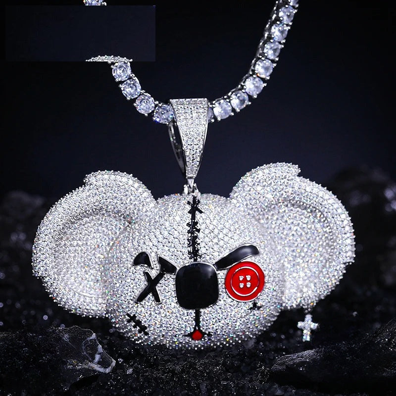 Iced Out Moissanite Cartoon Bear Pendant for Men