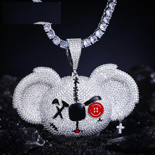 Iced Out Moissanite Cartoon Bear Pendant for Men