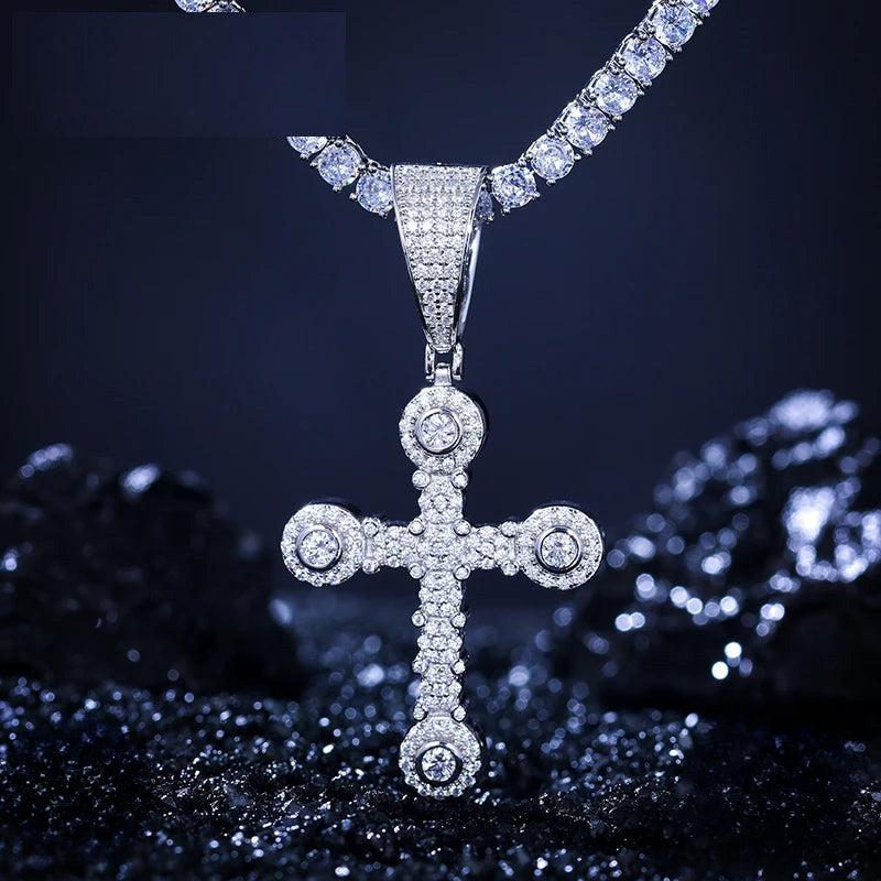 Iced Out Cross Pendant Necklace for Men, image 3